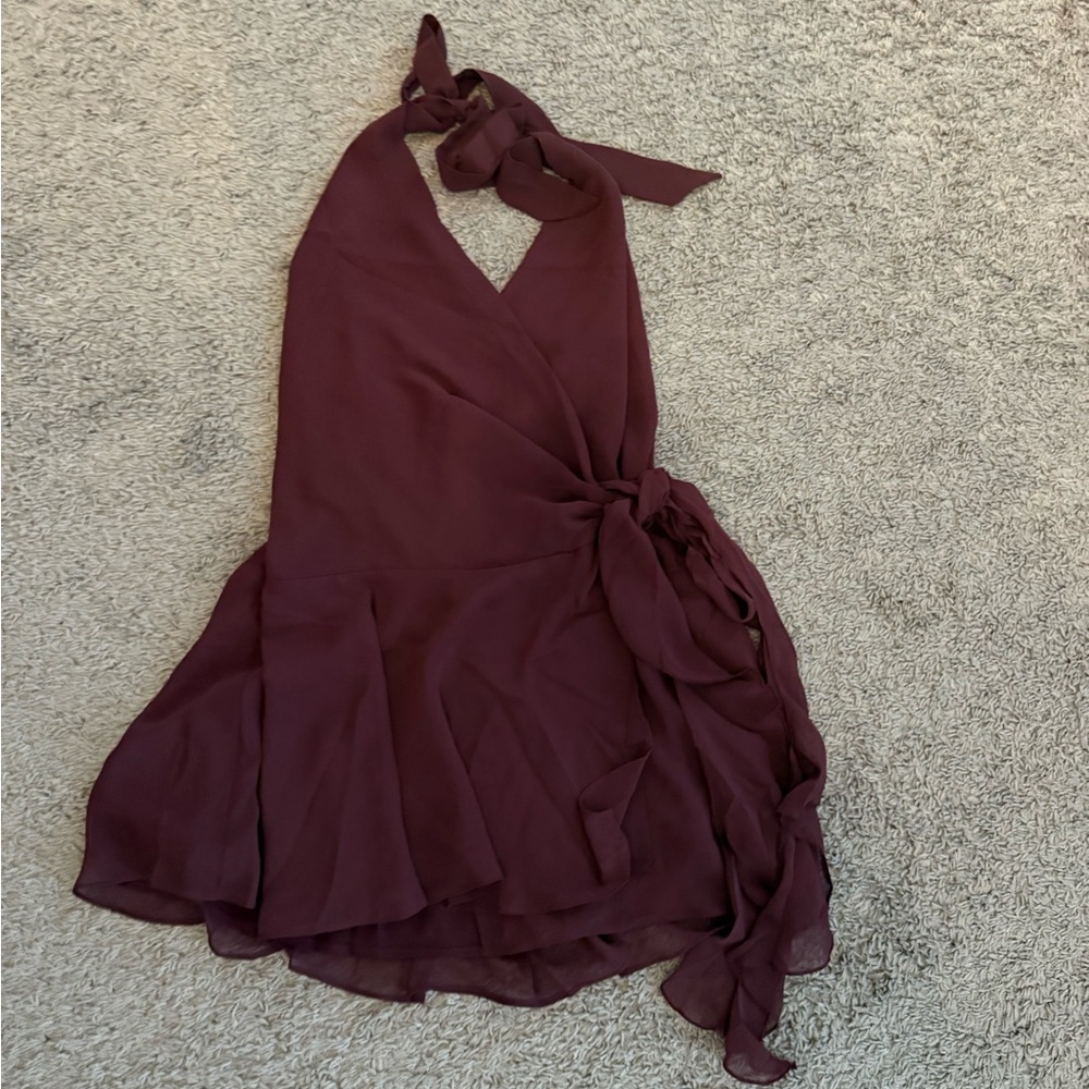 Abercrombie & Fitch Wine Halter Mini Dress